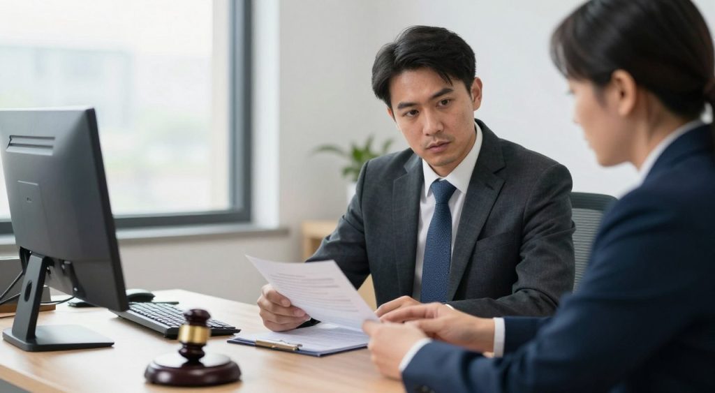 Abogado analizando elegibilidad de visa con cliente en consulta legal