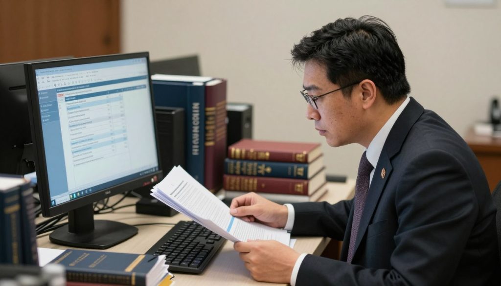 Abogado de inmigración preparando caso de detención