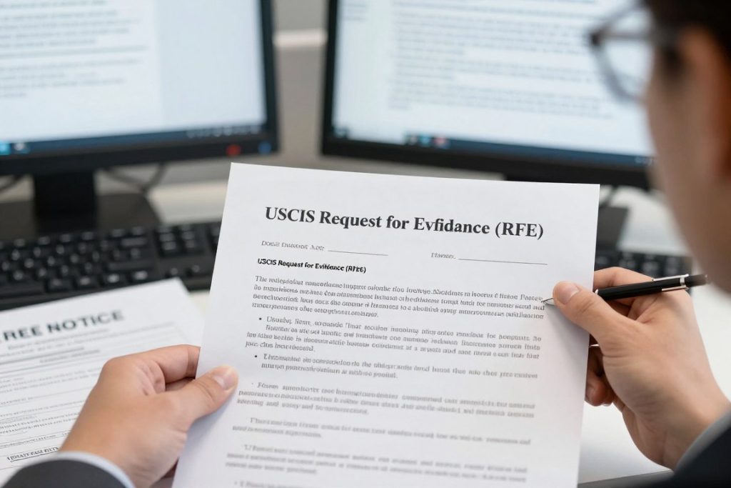 Abogado preparando respuesta a RFE de USCIS