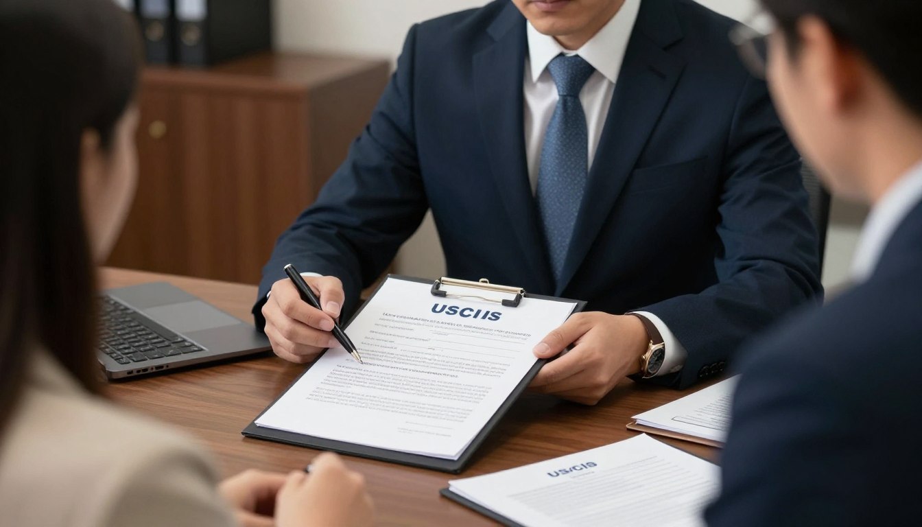 Abogado representando a cliente ante USCIS
