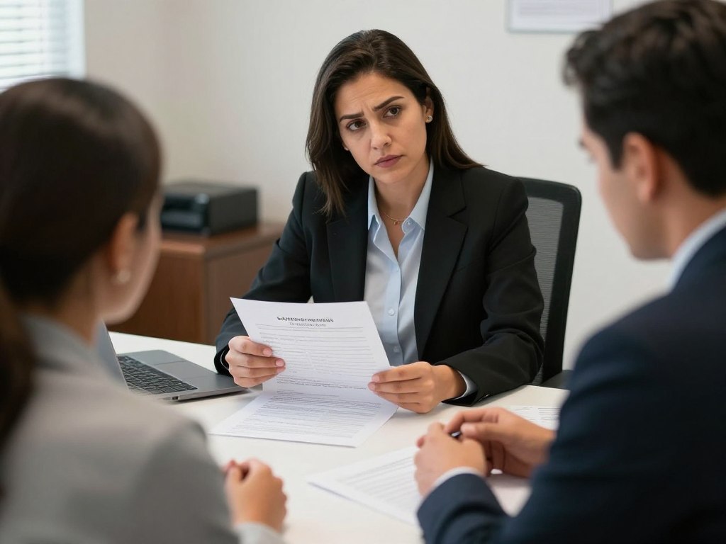 Abogado revisando documentos de historial penal con cliente para solicitud de naturalización