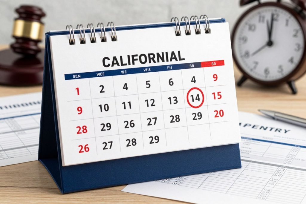Calendario marcando plazos importantes en caso de inmigración en California