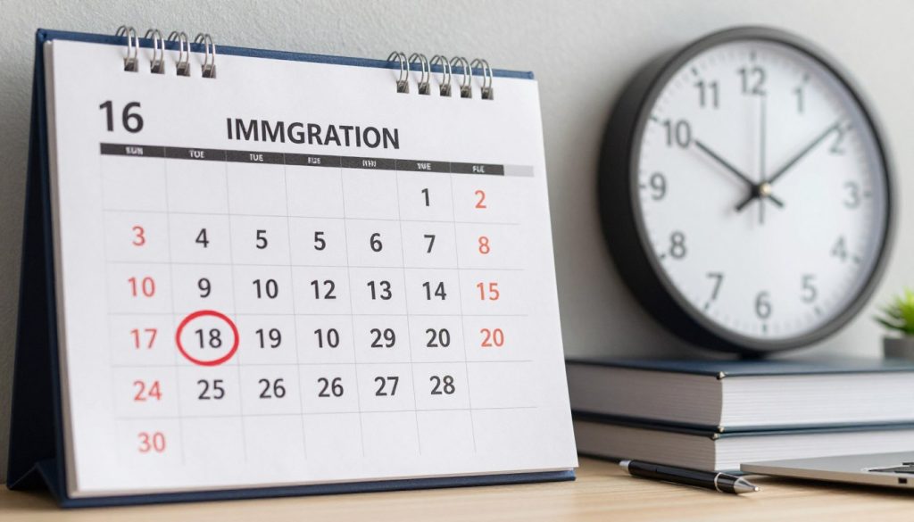 Calendario mostrando plazo de un año para asilo