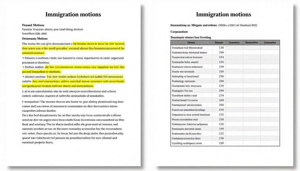 Comparación de mociones legales