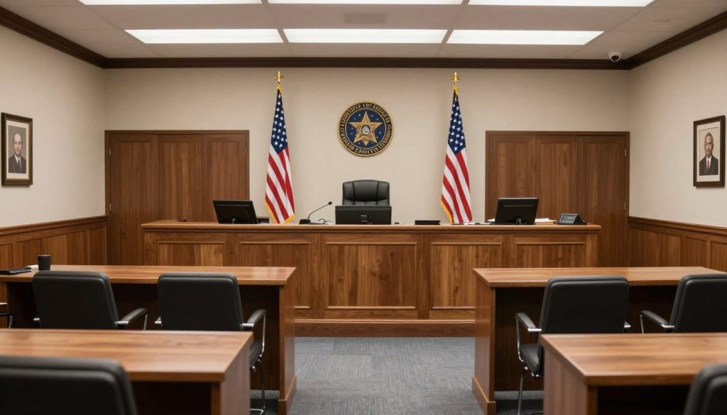 Corte de inmigración en California con juez y sala