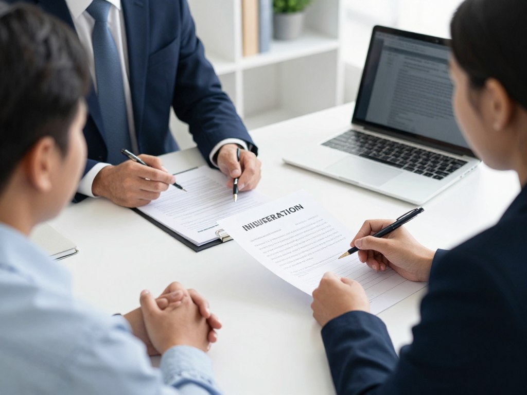 Empleador y trabajador inmigrante en California procesando petición de empleo con abogado de inmigración