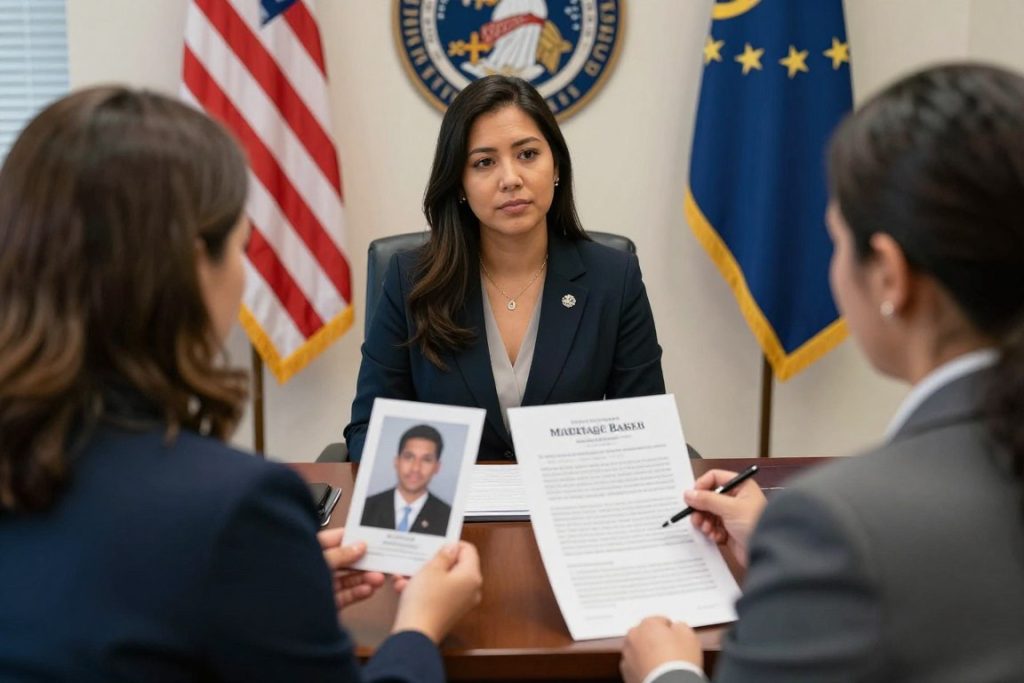 Entrevista de USCIS para caso de matrimonio con abogado de inmigración en California presente