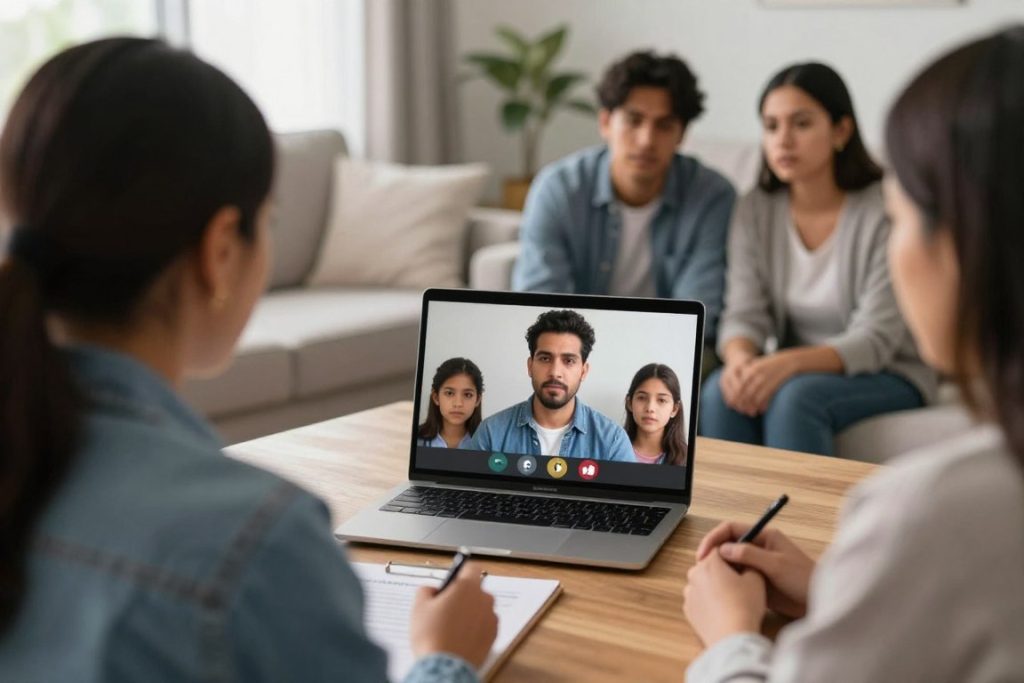 Familia coordinando con abogado de inmigración