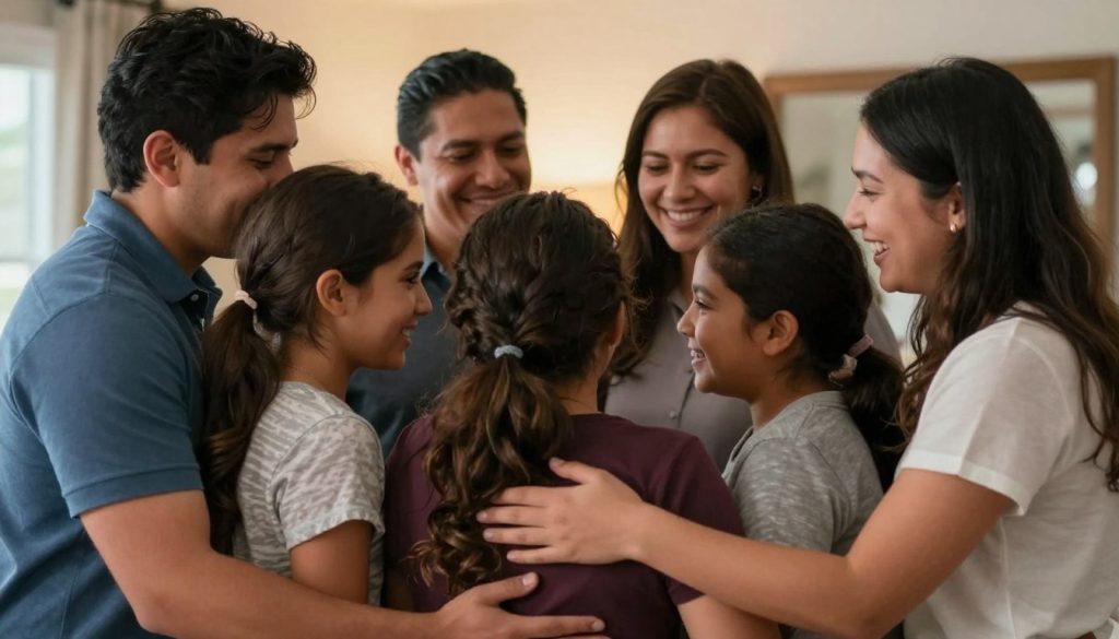 Familia reunida después de liberación de detención
