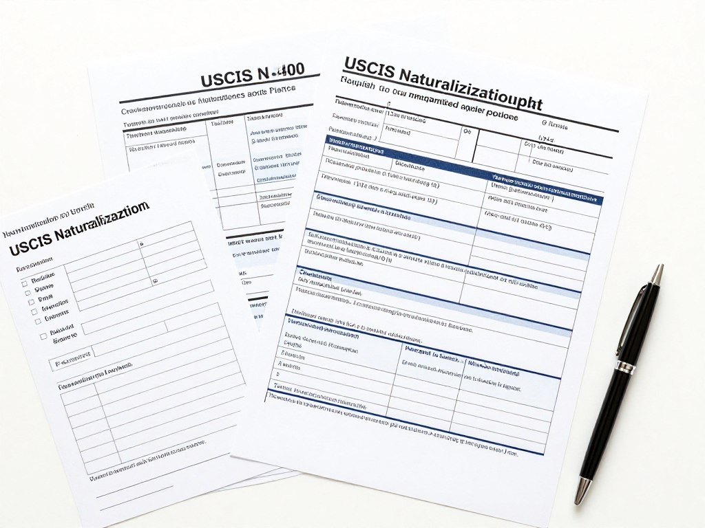 Formulario N-400 de USCIS con instrucciones y lista de documentos requeridos