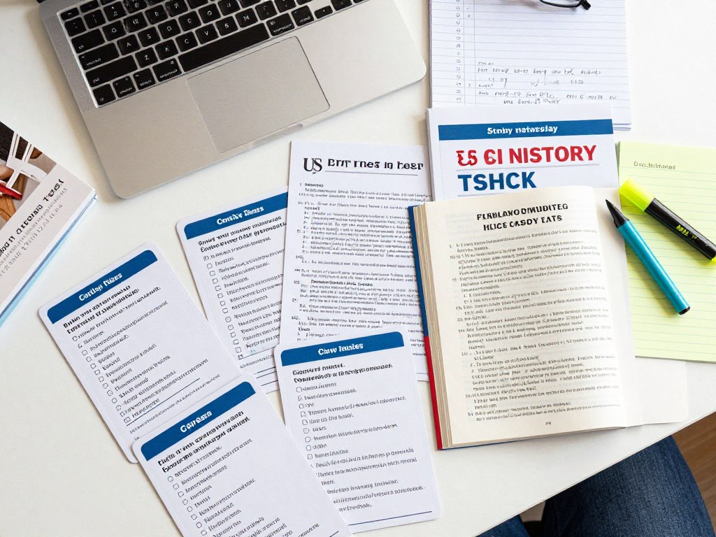 Materiales de estudio para examen de naturalización incluyendo preguntas de educación cívica