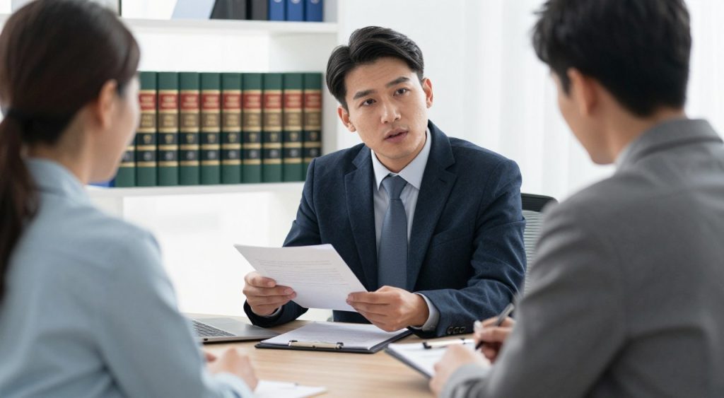 Persona consultando con abogado sobre plazos de asilo