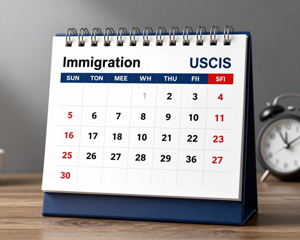 Reloj y calendario mostrando plazos de servicios de inmigración
