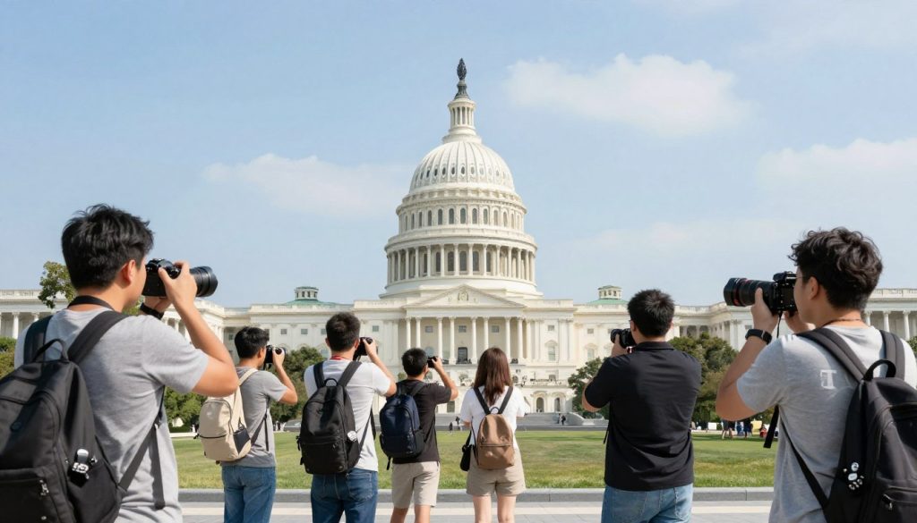 Turistas con visa B-2 visitando monumentos de Washington DC