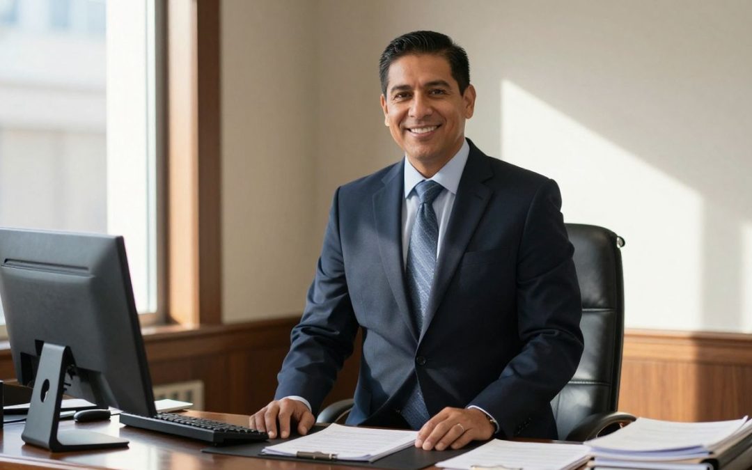 Hispanic immigration lawyer in office