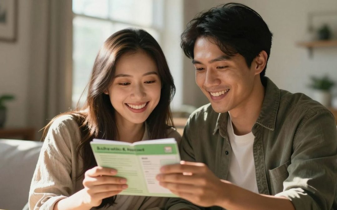 Couple holding green card, symbolizing immigration and marriage.