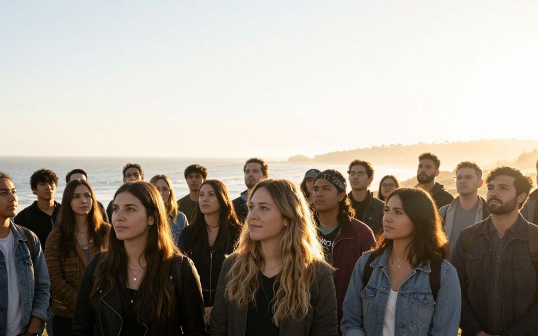 People looking towards California horizon for asylum.
